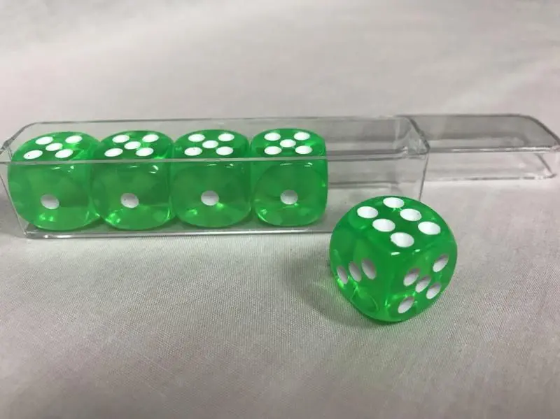 16mm透明綠圓角骰子（盒裝5顆）